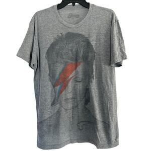 David Bowie Aladdin Sane Lightning Bolt Graphic Band T-Shirt Gray M